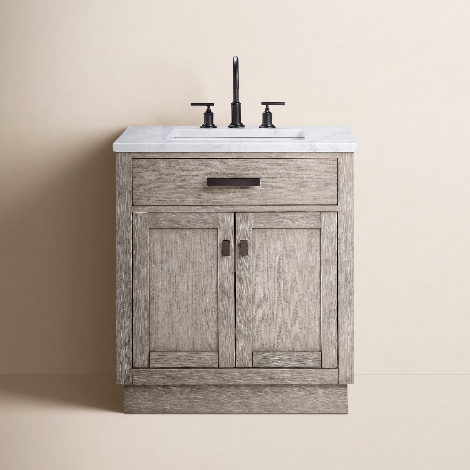 Breshey Single Bathroom Vanity, Gray, 30"W x 21.6"D x 34.2"H