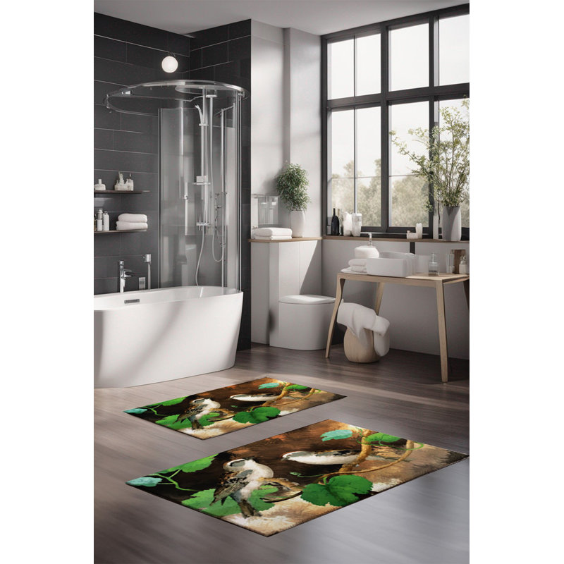 Eakly Luxury Bathmat Set (2 Pieces), 100% Polyester, 16.0 x 23.6 inches & 23.6 x 39.4 inches | Non-Slip Antibacterial Design, 0.3 in Pile Height | Machine Washable, Durable & Easy to Clean | Ideal for Bathroom Décor