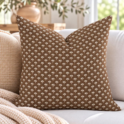 Floral Cotton Blend Throw Pillow