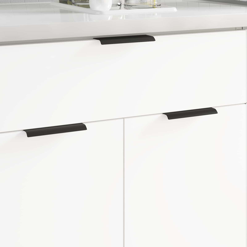 Vidaxl Handle Wall-Mounted Black Aluminium Cabinet Storage Accessory D-Pull