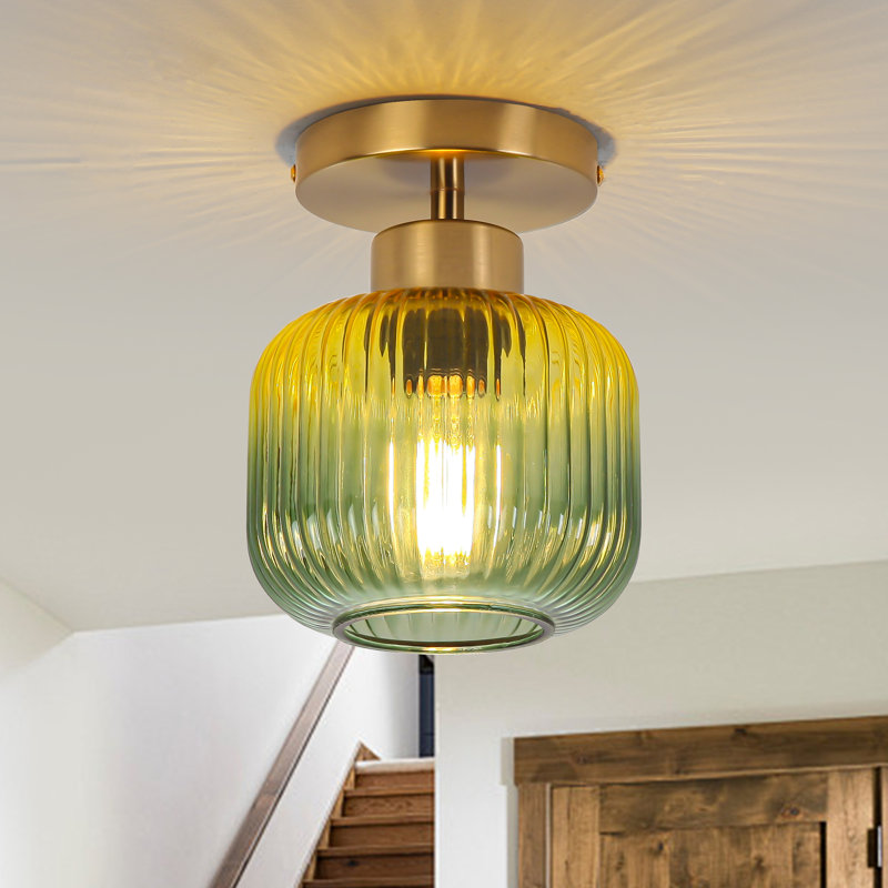Plafonnier semi-encastré en verre 1 lumière