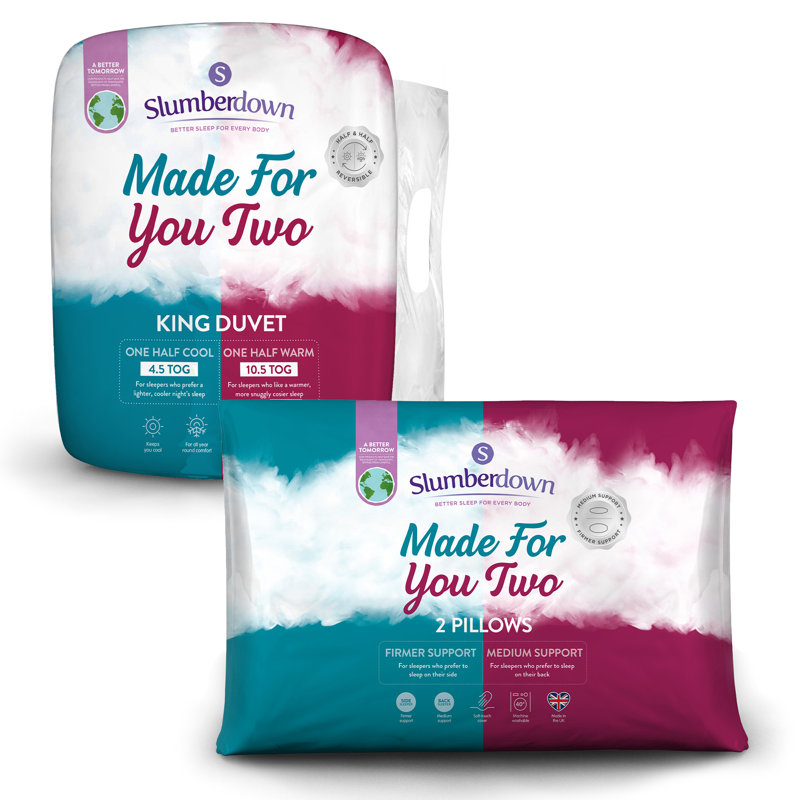 Dual Temperature Made For You Two 4.5/10.5 Tog Duvet with 2 Pillows, King