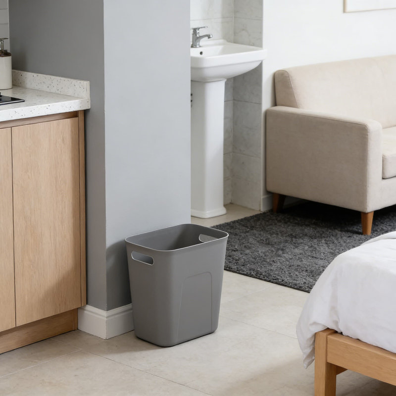Petite poubelle de 3,5 gallons, poubelle rectangulaire de 3 gallons pour salle de bain, cuisine, bureau, salle de lavage, dortoir - Design compact, plastique durable