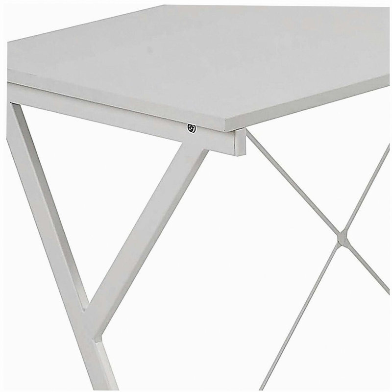 White L-shaped Computer Desk with CPU Holder, White