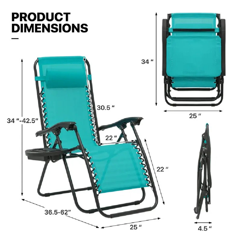 Zero Gravity Chairs Set Of 2 Outdoor Folding Patio Lounge Chairs For Outside Reclining Lawn Chairs Recliner Beach Chairs For Adults, Mint Green