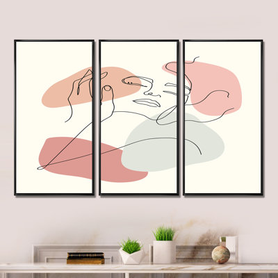 Contin on Line Portrait of Woman In - 3 pièces, reproduction sur cadre flottant sur toile