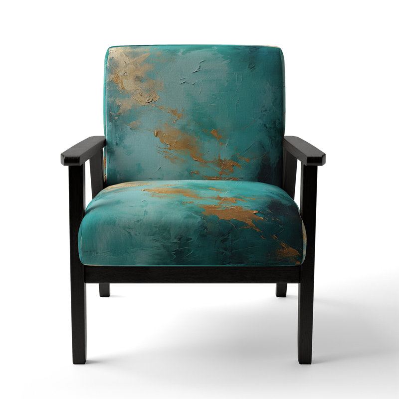 Turquoise Tranquility VI - Upholstered Contemporary Arm Chair, Teal Accent Chair