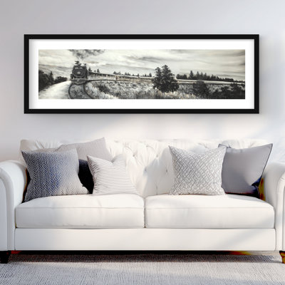 Steam Engine Train - Mountains Contemporary Framed Print
