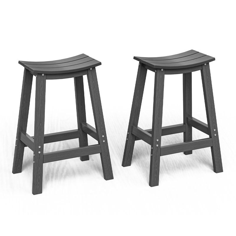Wood-Look HDPE Bar Stool, Gray