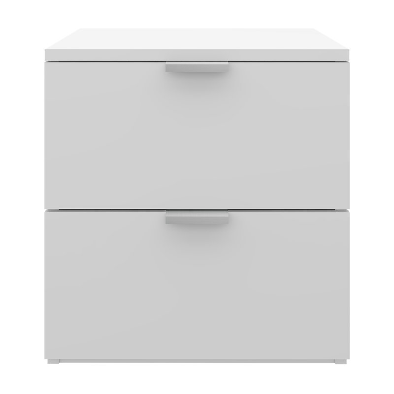 Table de chevet 2 tiroirs Giorgi, Blanc mat