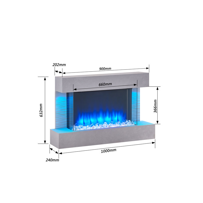 FLAMME Kingston Wall Mounted Electric Fireplace White with 3 Flame Colours and 13 Mood Lighting Options 1.8kW heater
