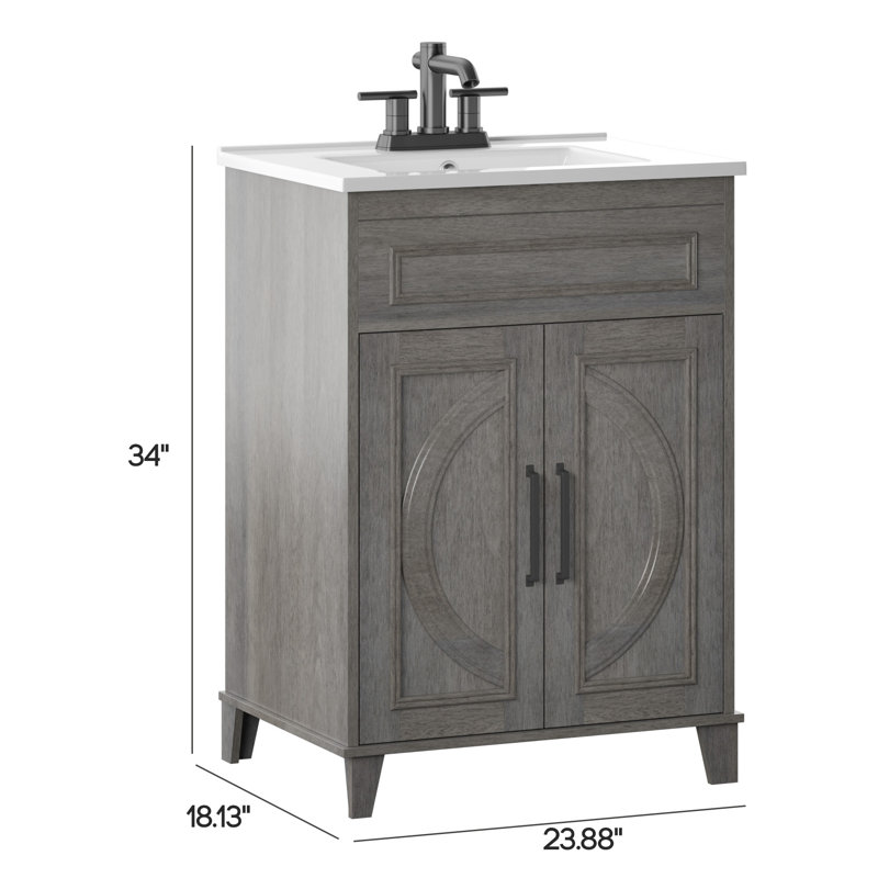 Ensemble de meuble-lavabo simple 24 po Hartzler, Gris patiné