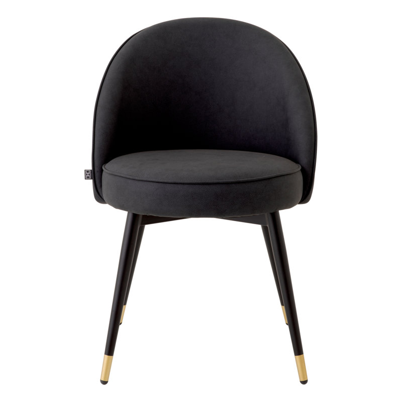 Cooper Upholstered Dining Chair, Black/Brass/Gray