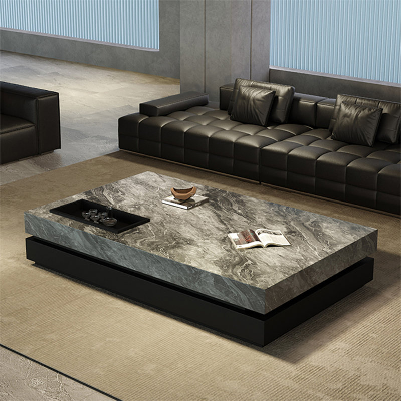 Table de bout en pierre de style italien, Gris / Blanc