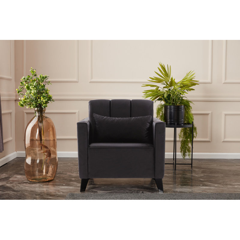 Fauteuil capitonné en velours l 30,71 po, Velours anthracite
