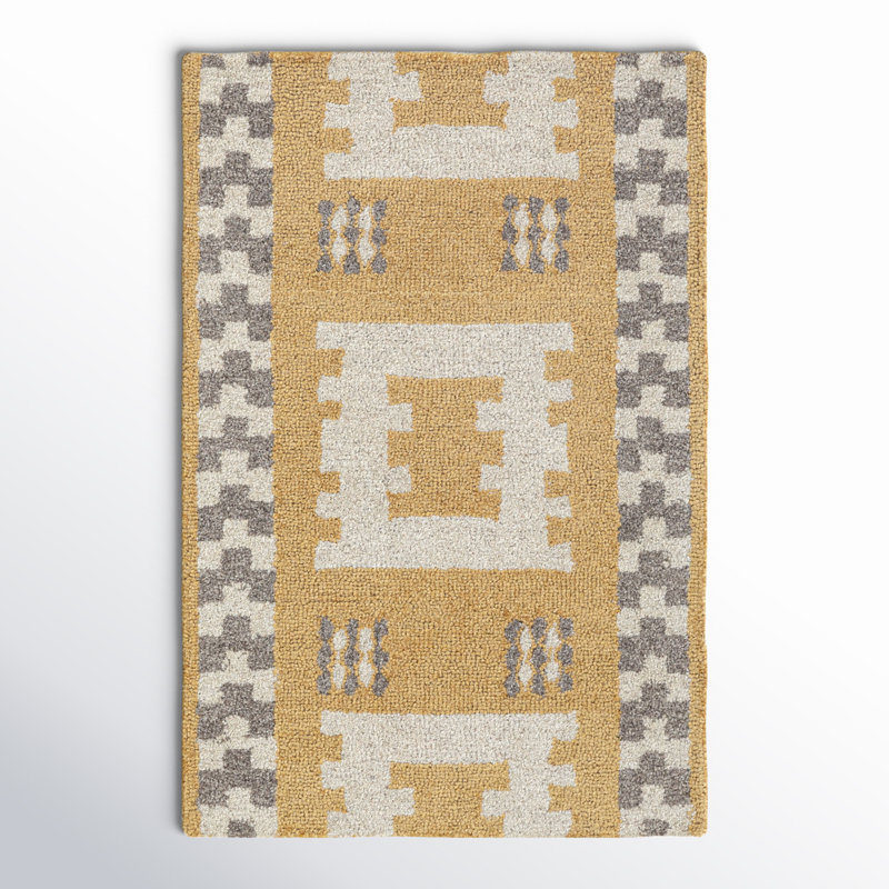 Elsey Hand Tufted Wool Geometric Indoor Rug, Rectangle 2' x 3'