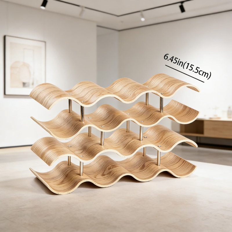 Support à vin en bois Modern Wave Design