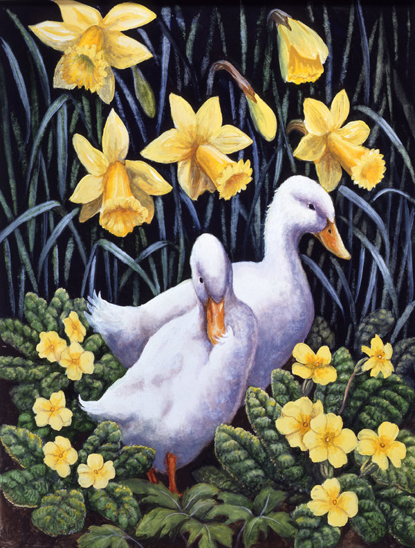 Drapeau de jardin Favorinus Ducks par Daphne Baxter, H 15 po x l 11 po