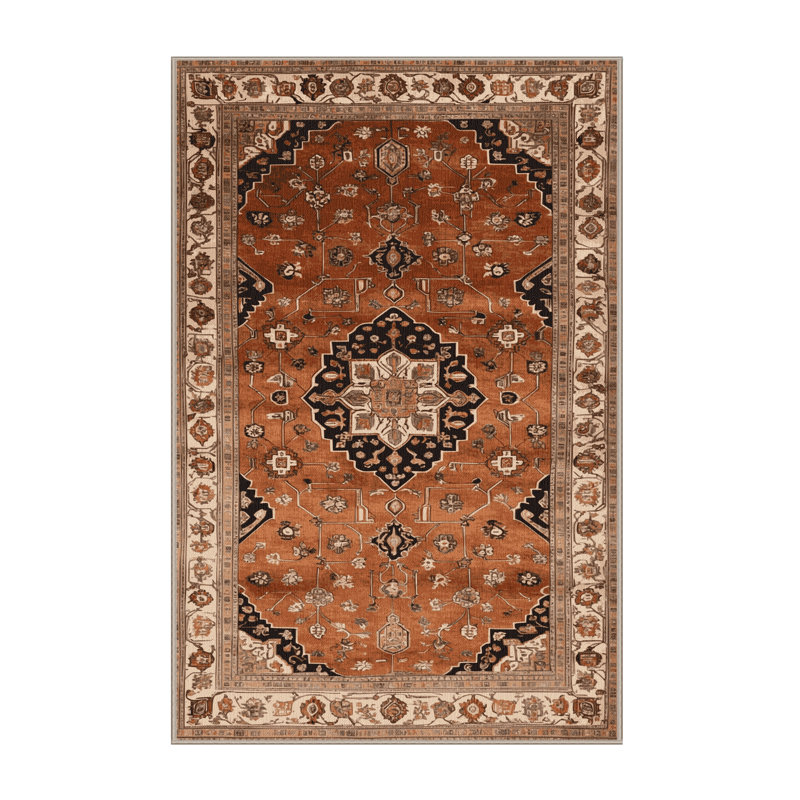 Tapis brun lavable à la machine, Rectangle 7 pi x 9 pi