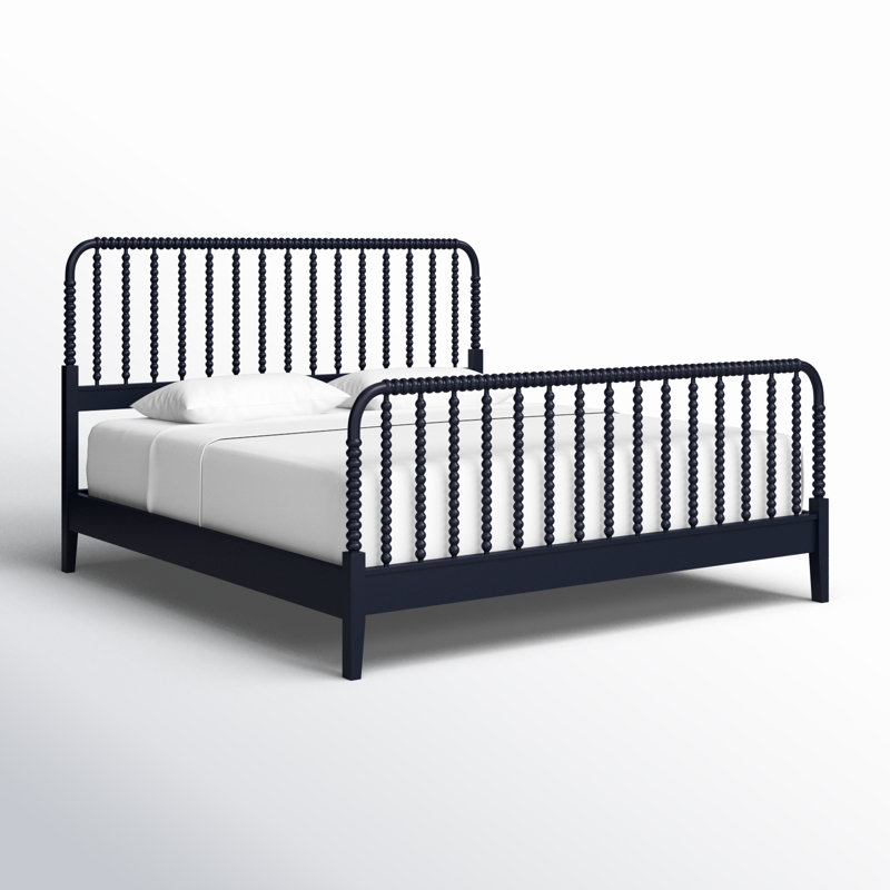 Louisa Solid Wood Spindle Bed, King, Frost White