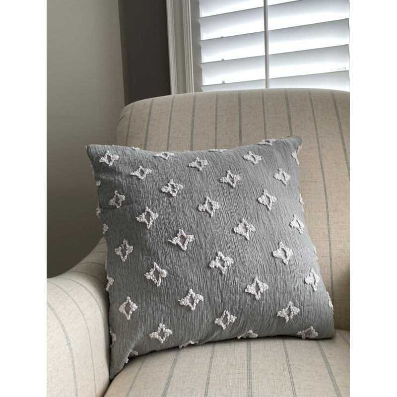  Mini coussin décoratif géométrique carré, gris