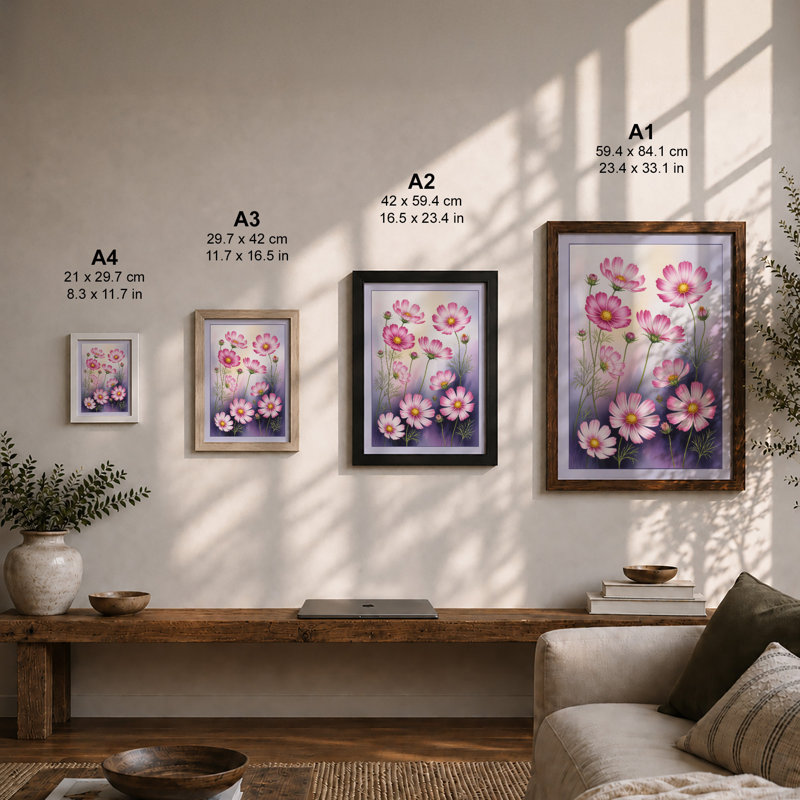 Twilight Cosmos Garden Botanical - Print, Unframed, A1 - 84.1 x 59.4 cm