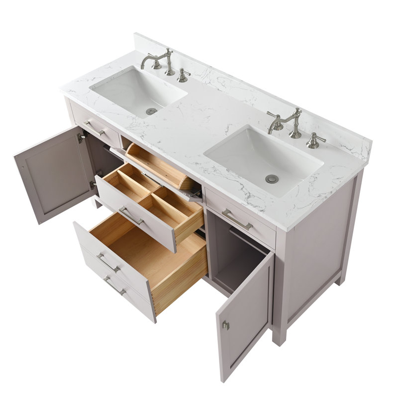 Meuble-lavabo double Ajhane, Taupe