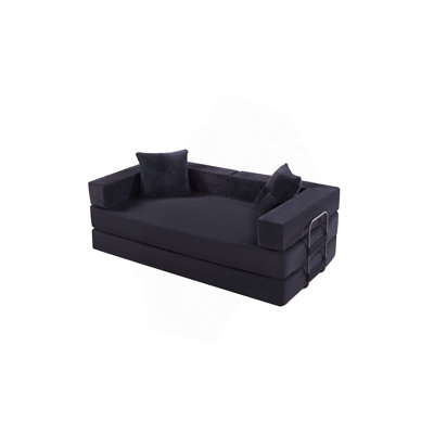 Sleeper Sofa Bed With Square Pillow - Corduroy Folding Mattress Couch With Fixed-Shape Frame For Living Room, Bedroom, Lounge