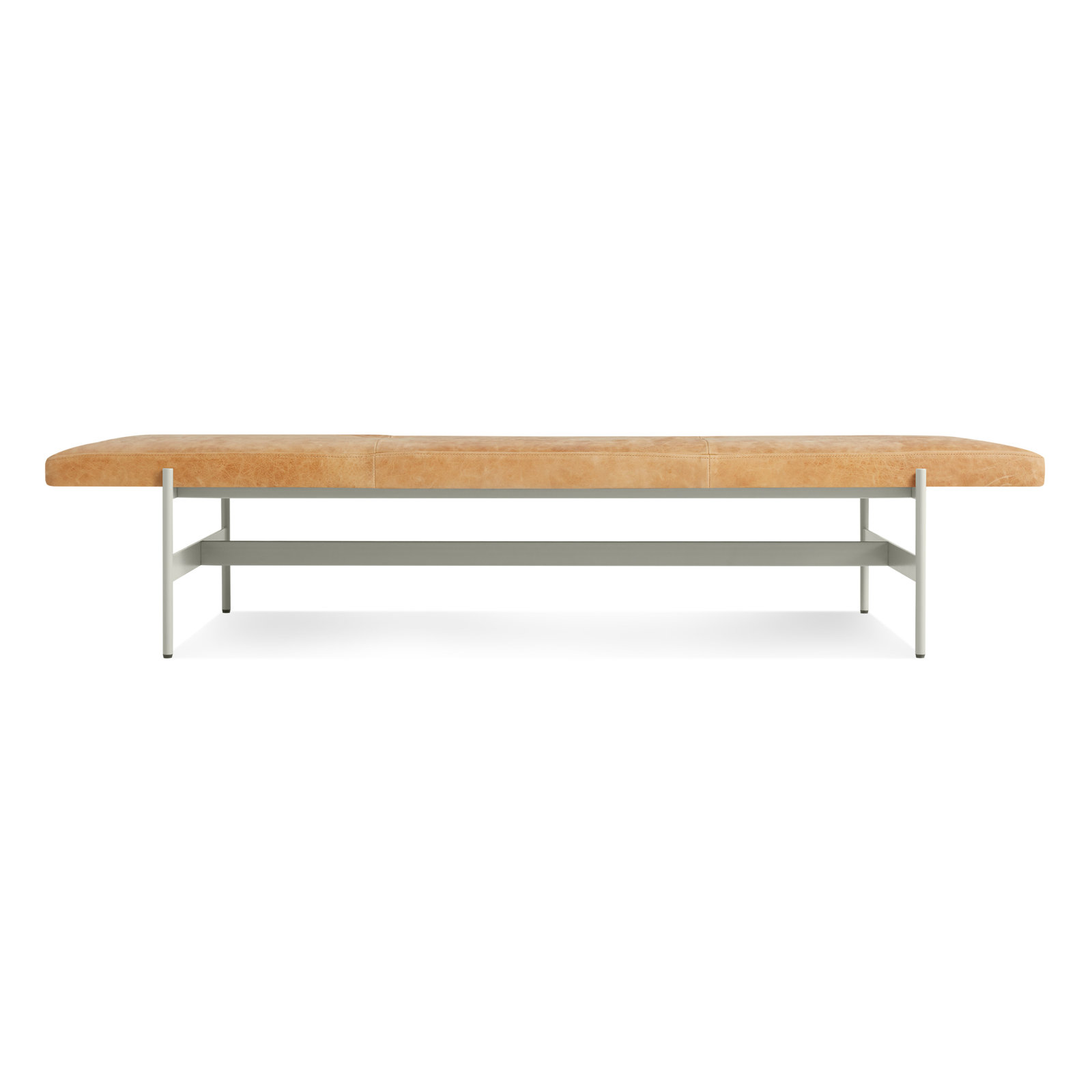 Daybench Genuine Leather Bench, Putty, Camel Genuine Leather, 14" H x 75" W x 24" D