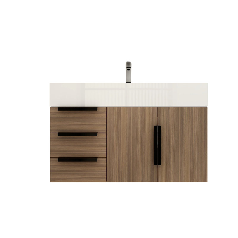 Jessica 35.5'' Single Bathroom Vanity with Acrylic Top, Wood