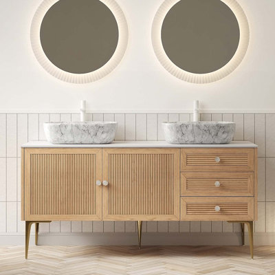 Freestanding Bathroom Vanity With Sinks, Spacious Storage Cabinet And 3 Drawers For Elegant And Functional Bathrooms