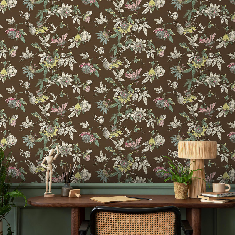 Rouleau de toile Passion Flower, Brun, 60.77 sq. ft