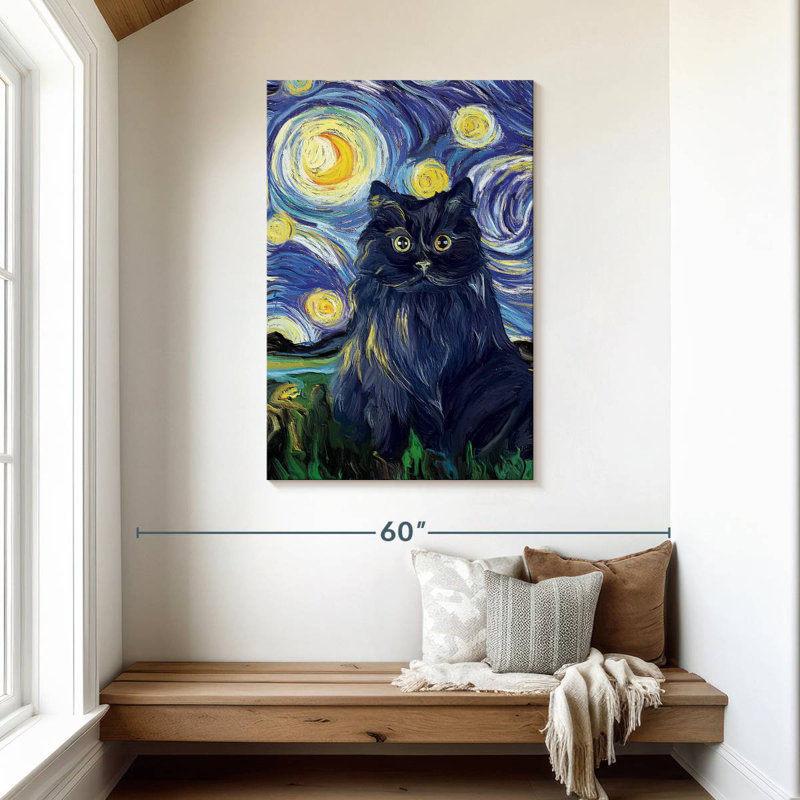 Brampt Abstract Black Cat, 45" H x 30" W