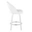 Tabouret de comptoir à hauteur fixe avec pivot en bois blanc et similicuir blanc avec repose-pieds rond chromé - 2 pièces-1358169571