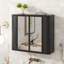 Armoire de salle de bain murale noire avec miroir-69164729