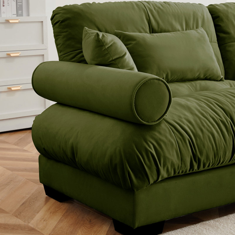 Canapé sans accoudoirs avec 1 oreiller - vert, Vert olive