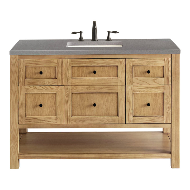 Breckenridge 48'' W Single Vanity, White Zeus, 8" Widespread, Light Natural Oak