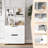 2PCS 51” 5-Tier 4-Cube Bookcase with 2 Drawers for Living Room, Study, Home Office White-1347037450