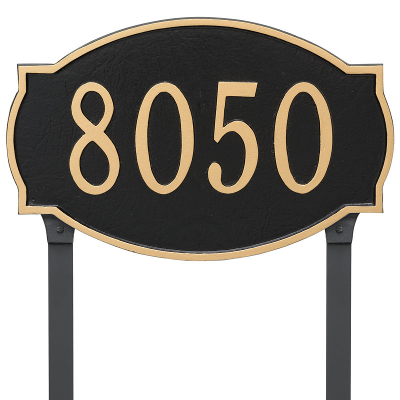 Cambridge 1-Line Lawn Address Sign, Black / Gold