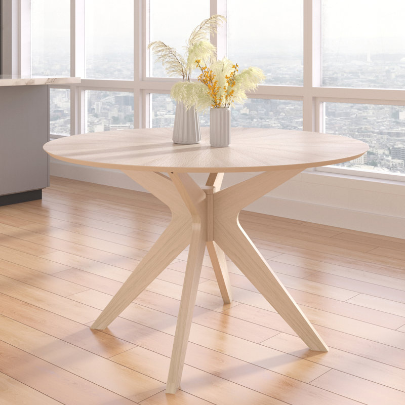 Table de salle à manger en bois de 47 po Fenway, Plateau patiné / base patinée