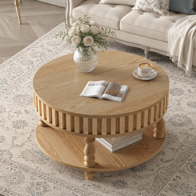 Table basse avec couvercle rabattable, Naturel