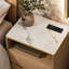 Table de chevet Dickens moderne avec station de recharge, table de chevet avec plateau en marbre et lampe DEL Bluetooth.-97003430
