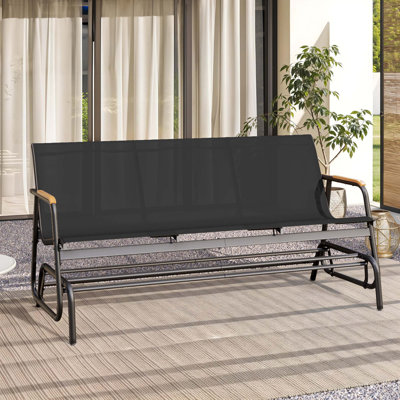 3-Person Outdoor Gliding Metal Bench
