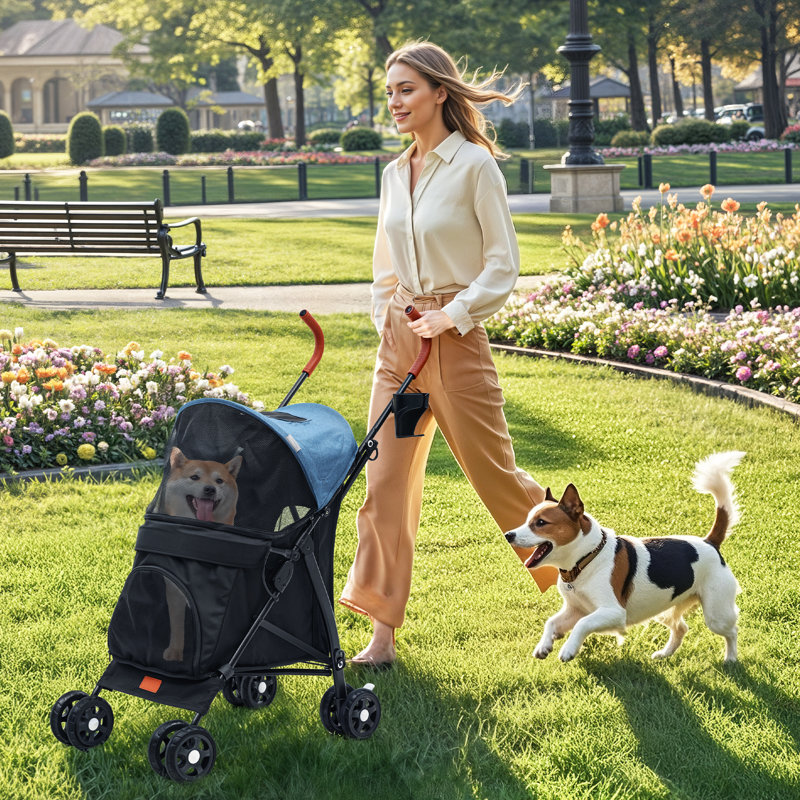 Foldable Pet Stroller, Blue