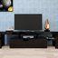 Meuble télé noir moderne pour écrans de 60 à 69 pouces avec éclairage DEL 20 couleurs et télécommande, dimensions : 63 x 13,8 x 17,7 pouces, compatible avec les téléviseurs de 60 à 69 pouces, poids : 32 kg (70,6 lb)