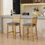 Tabouret de bar en bois massif à dossier en rotin avec coussin en mousse haute résilience, idéal pour les îlots de cuisine de style rustique et naturel, barres basses dans les salles à manger et les cafés, ensemble de deux-245758824