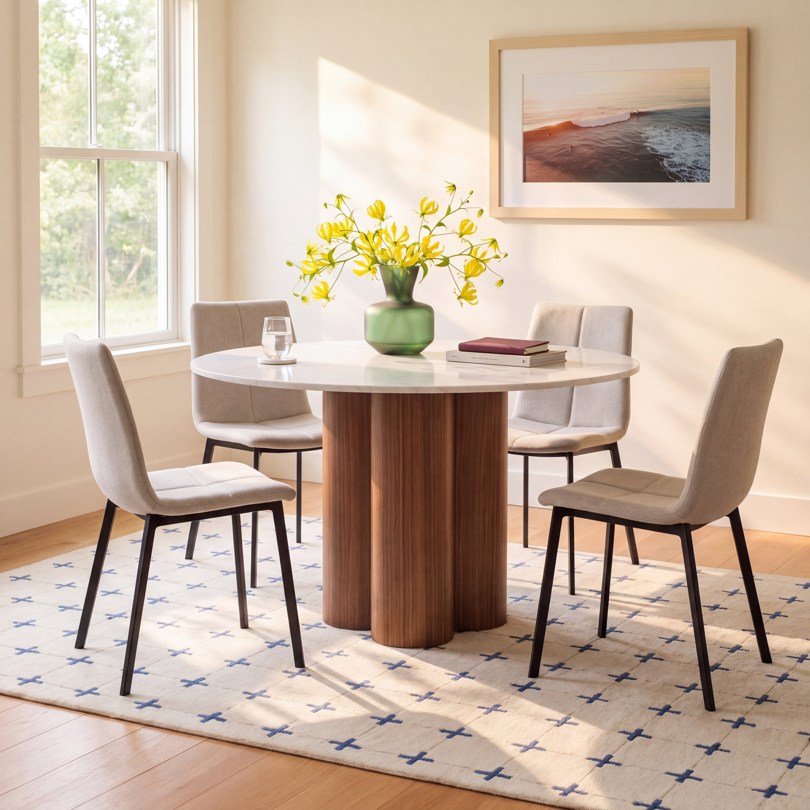 4 Quarter Dining Table, Walnut, 48" W x 48" L