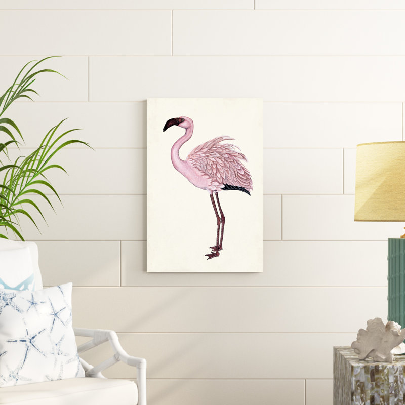«Striking Flamingo II» par Naomi McCavitt - peinture sur toile tendue, H 30 po x l 20 po