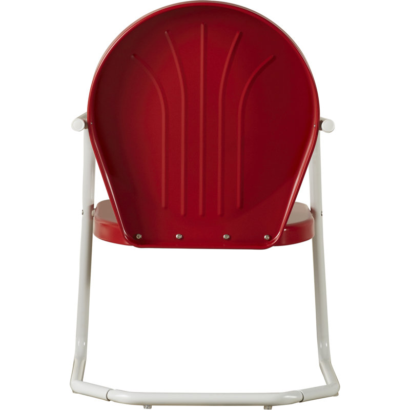Burley Round 4 - Person 39" Long Powder Coated Steel Dining Set, Bright Red Gloss