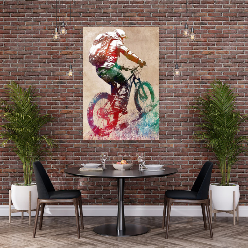 «Vibrant Mountain Biker», art énergique et coloré, H 60 po x l 40 po